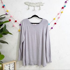 LOFT Plus Lavender Ruffle Cuff Knit Sweater 20/22